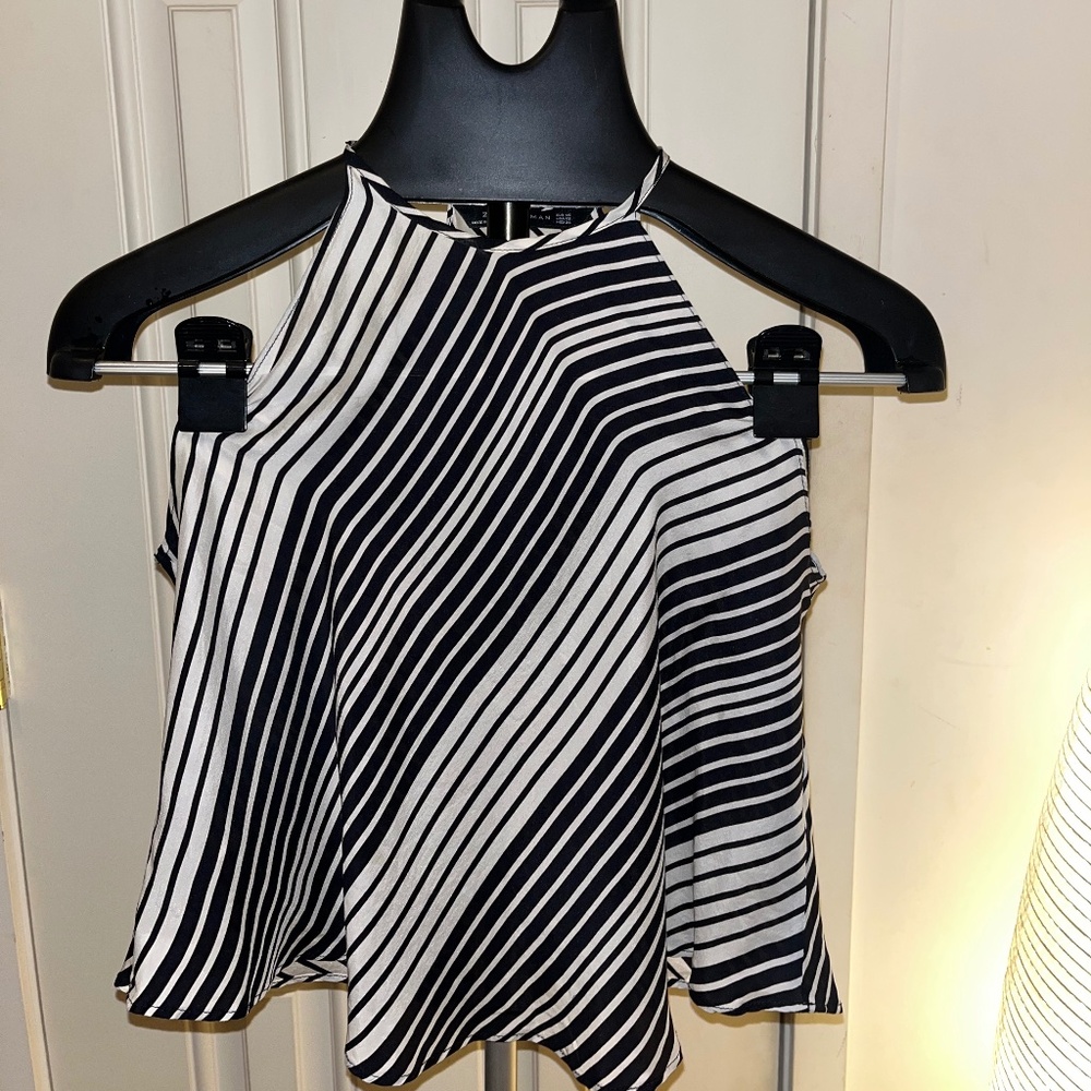 Flowy Silk Black and White Top
